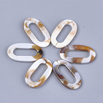 Acrylic Linking Rings, Quick Link Connectors, For Jewelry Chains Making, Imitation Gemstone Style, Oval, Floral White, 36.5x21x3.5mm, Hole: 24.5x8.5mm, about: 290pcs/500g