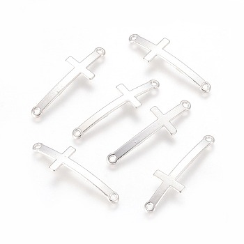 Alloy Links connectors, Cadmium Free & Lead Free, Sideways Cross, Platinum Color, 43x14x2mm, Hole: 2mm
