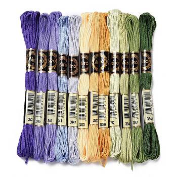 12 Skeins 12 Colors 6-Ply Polyester Embroidery Floss, Cross Stitch Threads, Winter Color Series, Mixed Color, 0.5mm, about 8.75 Yards(8m)/Skein, 12 skeins/set