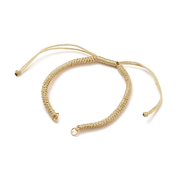 Adjustable Braided Polyester Cord Bracelet Making, with 304 Stainless Steel Open Jump Rings, Wheat, Single Chain Length: about 6-3/8 inch(16.2cm)