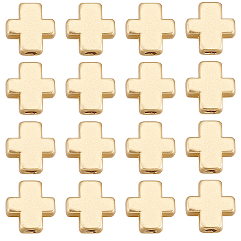 50Pcs Alloy Beads, Cross, Lead Free & Nickel Free & Cadmium Free, Matte Gold Color, 8.5x8x3.5mm, Hole: 1.5mm