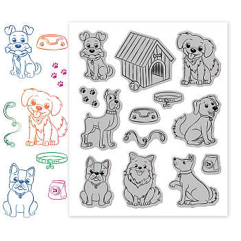 Rubber Clear Stamps, for Card Making Decoration DIY Scrapbooking, Dog Pattern, 22x18x0.8cm