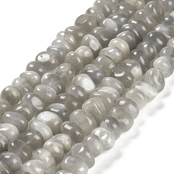 Natural Grey Moonstone Beads Strands, Nuggets, Tumbled Stone, 4~9x8~11.5x7~10mm, Hole: 1mm, about 54~58pcs/strand, 15.12~15.35 inch(38.4~39cm)