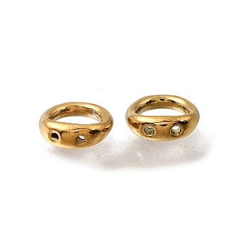 304 Stainless Steel Ring Charm Connectors, Bracelet Necklace End Loop Wire Protector, Ion Plating(IP), Real 18K Gold Plated, 5~5.5x2mm, Hole: 0.5mm and 3mm