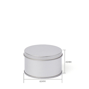 Round Tinplate Candle Tins with Lid, Empty Candle Jar Containers for Candle Making, Silver, 65x40mm