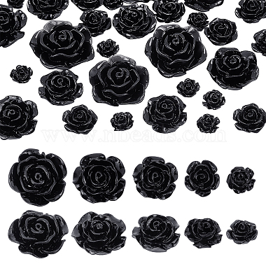Black Flower Resin Cabochons