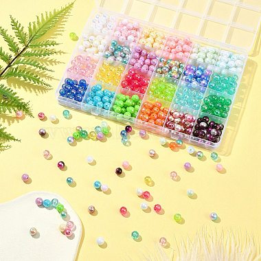 kit de fabrication de bijoux à faire soi-même 600 pièces 24 styles de perles rondes en acrylique et en plastique(DIY-FS0005-63)-8