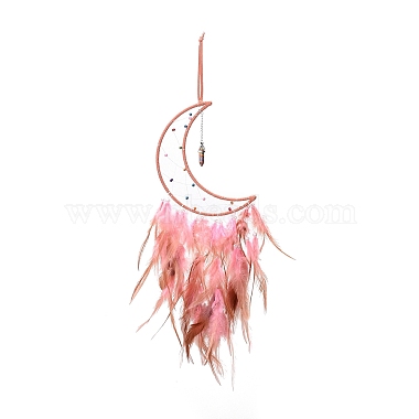 Лунная тканая сетка/паутина с подвеской из перьев(HJEW-I013-06)-2