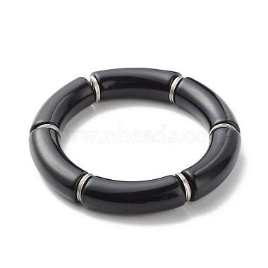 Chunky Curved Tube Beads Stretch Bracelets Set for Girl Women(BJEW-JB06947)-2