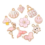 20Pcs 10 Styles Alloy Enamel Pendants, Mixed Shapes, Golden, Mixed Color, 13~26x11.5~17.5x1.3~3.5mm, Hole: 1.5~2mm, 2pcs/style(ENAM-FP0002-55)