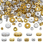 200Pcs 10 Styles Tibetan Style Alloy Spacer Beads, Flat Round, Antique Silver & Antique Golden, 4.5~12.5x3mm, Hole: 1.4~4mm, 20pcs/style(FIND-PH0025-38)