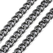 Aluminium Curb Chain, Unwelded, with Spool, Gunmetal, 14x10x2.8mm, about 68.90 Feet(21m)/Roll(CHA-C003-10B)
