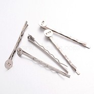 Iron Hair Bobby Pin Findings, Platinum Color, 50x8mm(IFIN-F086-01)