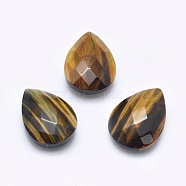 Natural Tiger Eye Cabochons, Faceted, teardrop, 17~18x12.5x4.5~6mm(G-P384-D05)
