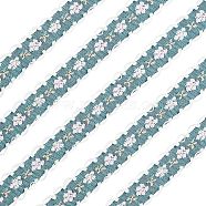 Embroidery Polyester Lace Trim, Flower Pattern, for DIY Clothing Accessories, Medium Turquoise, 1/2 inch(12mm),  about 22yards(20.116m)/bundle(OCOR-WH0033-03A)