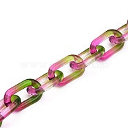 Handmade Two Tone Transparent Acrylic Cable Chains, Quick Link Chains, Unwelded, Green, 38.5x23.5x6.5mm, 39.37 inch(1m)(AJEW-JB00840-01)