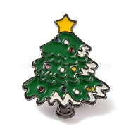 Christmas Theme Enamel Pins, Alloy Brooches for Backpack Clothes, Christmas Tree, 28x22.5x2mm(JEWB-M043-09A)