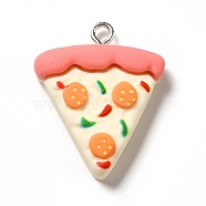 Opaque Resin Pendants, with Platinum Tone Iron Loops, Imitation Food, Pizza Charm, Antique White, 27x21.5x7mm, Hole: 2.2mm(RESI-G056-02F)
