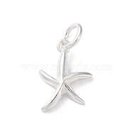 925 Sterling Silver Sea Animal Starfish Charms, with Jump Rings, Starfish, 13x10x2.2mm, Hole: 3.9mm(STER-E071-02S-07)