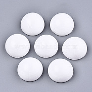 Spray Painted White Wood Cabochons, Half Round, White, 25x12.5mm(WOOD-TAC0001-23C)