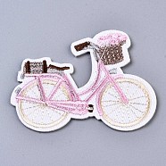 Bicycle Appliques, Computerized Embroidery Cloth Iron on/Sew on Patches, Costume Accessories, Pink, 51x67x1.5mm(X-DIY-S041-148)