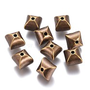 CCB Plastic Beads, Cube, Antique Bronze, 11x11x10mm, Hole: 2mm(CCB-J029-32AB)