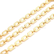 Brass Link Chains, Long-Lasting Plated, Unwelded, Flat Octagon & Round, with Spool, Cadmium Free & Nickel Free & Lead Free, Real 18K Gold Plated, Link: 7x5x1mm, 10x5.5x1.5mm(CHC-C020-09G-NR)