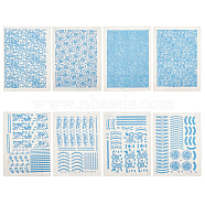 8 Sheets 8 Styles Paper Ceramic Decals, Pottery Ceramics Clay Transfer Paper, Underglaze Flower Paper, Blue, 52.5~53x38x0.005cm, 1 sheet/style(DIY-BC0012-05B)