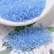MIYUKI Delica Beads, Cylinder, Japanese Seed Beads, 11/0, (DB0076) Light Blue Lined Crystal AB, 1.3x1.6mm, Hole: 0.8mm, about 2000pcs/10g(X-SEED-J020-DB0076)