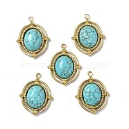 Vacuum Plating 201 Stainless Steel Natural Turquoise Pendants, Real 18K Gold Plated, Oval Charms, 20x16x4.5mm, Hole: 1.5mm(STAS-C064-VC869)