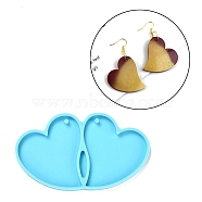 DIY Pendant Silicone Molds, Resin Casting Molds, For UV Resin, Epoxy Resin Jewelry Making, Heart, Deep Sky Blue, 73x42x4mm, Hole: 2mm(DIY-C009-01A)