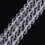 Transparent Glass Bead Strands, Faceted(96 Facets), Round, Clear, 10mm, Hole: 1mm, about 72pcs/strand, 26 inch(GLAA-R095-10mm-15)