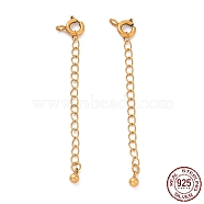 925 Sterling Silver Chain Extenders, with Spring Ring Clasps & Charms, Round, Antique Golden, 60x5.8mm, Hole: 1.6mm(STER-D036-42AG)