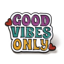 Inspiring Word Good Vibes Only Enamel Pins, Black Alloy Brooches for Backpack Clothes, Purple, 23.5x29.5x1mm(JEWB-Z014-05A-EB)