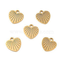 201 Stainless Steel Pendants, Heart, Golden, 9.5x9.5x1mm, Hole: 1.4mm(X-STAS-E015-08G)