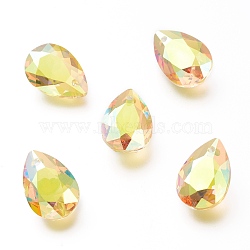 Glass Rhinestone Pendants, Faceted, Teardrop, Sun, 16x11x7mm, Hole: 1.5mm(RGLA-A024-H01-001SU)