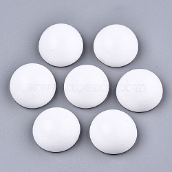Spray Painted White Wood Cabochons, Half Round, White, 25x12.5mm(WOOD-TAC0001-23C)