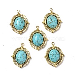 PVD Vacuum Plating 201 Stainless Steel Natural Turquoise Pendants, Real 18K Gold Plated, Oval Charms, 20x16x4.5mm, Hole: 1.5mm(STAS-C064-VC869)