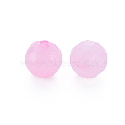 Transparent Acrylic Beads, Dyed, Faceted, Round, Pearl Pink, 8x7.5mm, Hole: 1.6mm, about 1810pcs/500g(TACR-S154-62E-10)