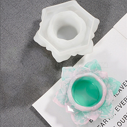 Lotus Storage Box Silicone Molds, with Lids, for DIY UV Resin Jewelry Box, Trinket Container, Candy Box, White, 12.5x10.8x4.3cm(SIL-P002-01)