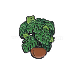 Green Plant Enamel Pins, Halloween Alloy Badge for Backpack Clothes, Frog, 35x30mm(PW-WGA53E5-03)