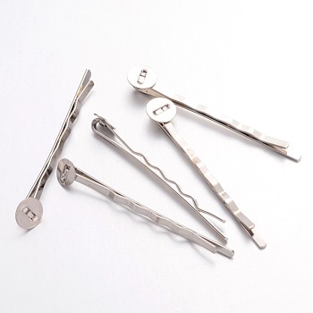 Iron Hair Bobby Pin Findings, Platinum Color, 50x8mm