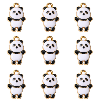 Alloy Enamel Pendants, Panda, White, 18x11.5x4mm, Hole: 1.8mm