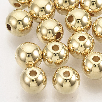 CCB Plastic Beads, for DIY Jewelry Making, Round, Golden, 8x7mm, Hole: 1.6mm, about 1900pcs/500g.