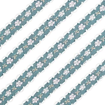 Embroidery Polyester Lace Trim, Flower Pattern, for DIY Clothing Accessories, Medium Turquoise, 1/2 inch(12mm),  about 22yards(20.116m)/bundle