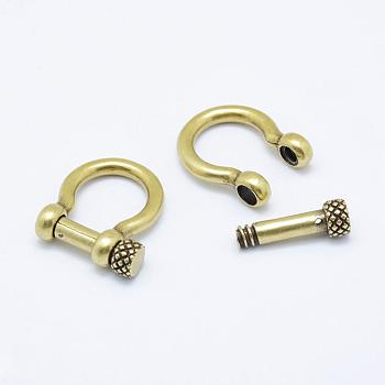 Brass D-Ring Anchor Shackle Clasps, Cadmium Free & Nickel Free & Lead Free, Antique Bronze, 18x21x6mm, Hole: 11x13mm