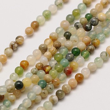 Natural Indian Agate Bead Strands, Round, 2mm, Hole: 0.8mm, about 184pcs/strand, 16 inch