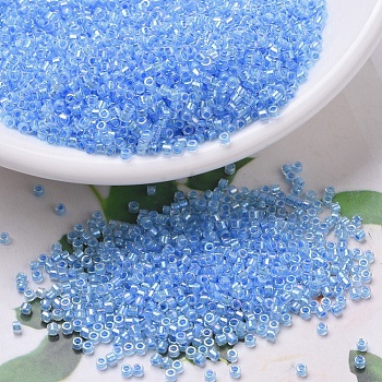 MIYUKI Delica Beads, Cylinder, Japanese Seed Beads, 11/0, (DB0076) Light Blue Lined Crystal AB, 1.3x1.6mm, Hole: 0.8mm, about 2000pcs/10g