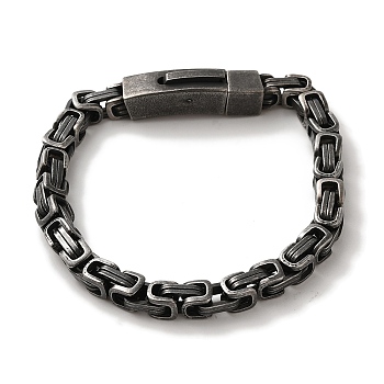 316 Surgical Stainless Steel Byzantine Chain Bracelets, Gunmetal, 8-1/2 inch(21.6cm)