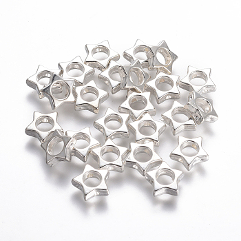 CCB Plastic Bead Frame, Star, Silver Color Plated, 10x3mm, Hole: 1mm